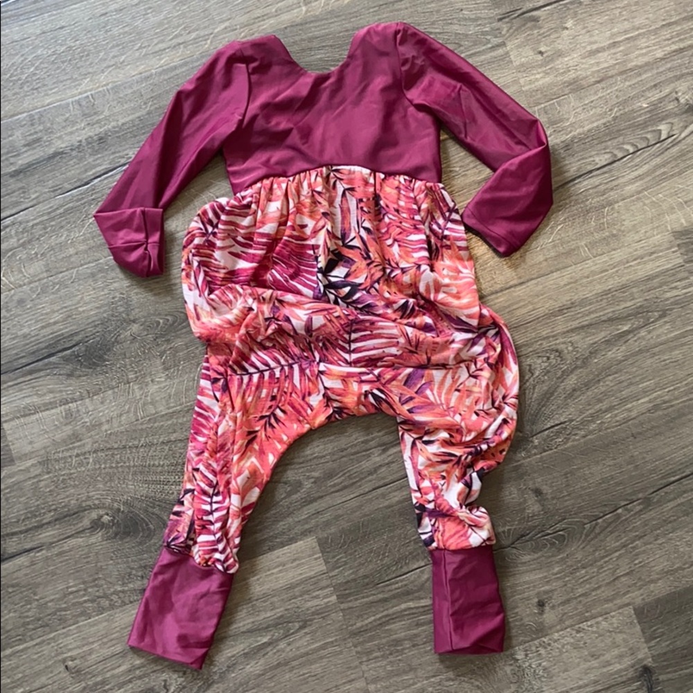 Handmade romper, stretchy fabric.